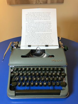 1951 Olympia Sm2 (sm3) Green Portable Typewriter,  Case / In Restored Like Shape