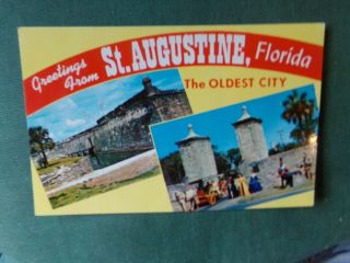 Vintage Florida Postcard St.  Augustine Greetings From The Oldest City S.  A.  25