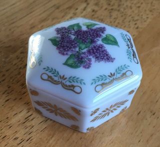 Daughters Of The American Revolution Lilac Trinket Box Dar Porcelain
