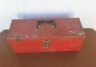 Kennedy Kk - 19 Red Metal Tool Box With Tray Made In Usa Vintage