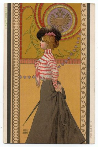 Arpad Basch,  Art Nouveau,  Artist Signed,  National Ladies Series 653,  L 