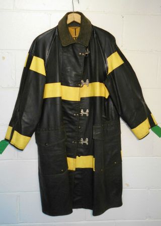Vintage Firemans Rubber Turnout Bunker Coat By By Midwestern 2