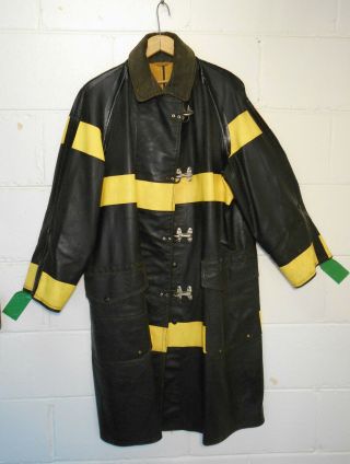 Vintage Firemans Rubber Turnout Bunker Coat By By Midwestern 3