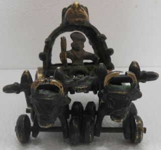 India Vintage Brass Bullock Cart Hand Forged Deco Piece Over 80 Years Old S791