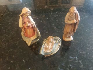 Anri Wooden Nativity Set Holy Family Mary Joseph Baby Jesus 5 1/2 "