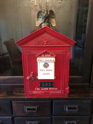 Antique Vintage Gamewell Fire Alarm Pull Box.  Newton,  Mass.