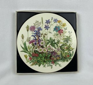 Six 10 " Round Pimpernel Acrylic Place Mats Meadow Flowers Pre - Owned
