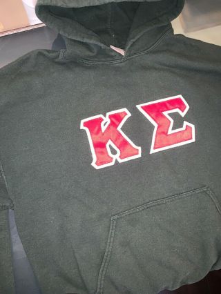 Kappa Sigma Hoodie Forest Green With Red Letters Mens Size L