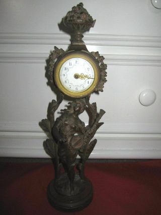 Antique Auguste Moreau Bronze Clock Statue La Terre Par Aug.  Moreau Med.  D 