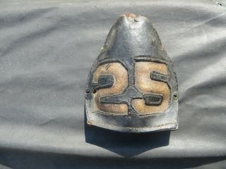 Boston Fire Dept.  Helmet Front (device) From Engine Co.  25 Disbanded In 1982.