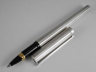 S.  T.  Dupont Classic Silver Plated Pinstripe Rollerball Pen