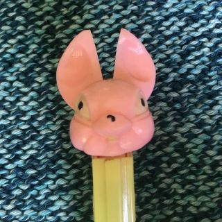 Pez Vintage No Feet,  Bright Pink,  Fat Ear Bunny Rabbit With Yellow Body