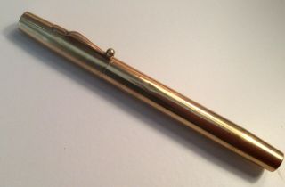 Cartier 14k Gold Fountan Pen With Pocket Clip 5 1/4 Inches Long