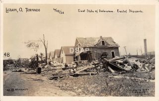 A6 Ohio Oh Postcard Rppc 1924 Lorain Tornado Disaster Reinhart Delaware Home48
