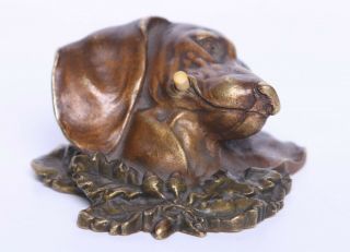 Antique Wien Bronze Realistic Dog Butler & Servant Call Ringer Push Button 3
