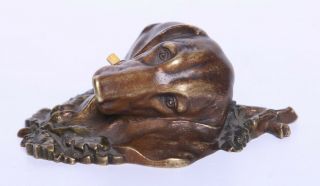 Antique Wien Bronze Realistic Dog Butler & Servant Call Ringer Push Button 4