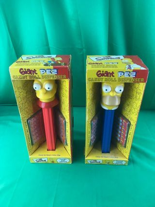 Pair Giant Talking Homer Simpson & Bart Simpson Pez Dispenser