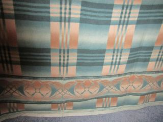 vintage cotton camp blanket green & tan 74 x 76 reversible 5