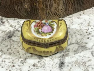 Antique French Gilded Trinket Box Miniature W/ Sevres Mark