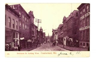 Baltimore Street Looking West Cumberland,  Maryland Pm 1908