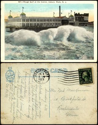 Rough Surf At The Casino Asbury Park Nj Jersey 1920s