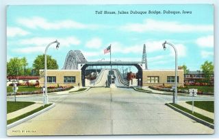 1945 Toll House Julien Dubuque Bridge Dubuque Iowa Vintage Postcard A80