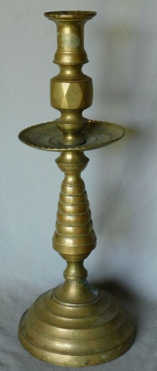 Huge Antique Solid Brass Single Beehive Candlestick Holder heavy 19 