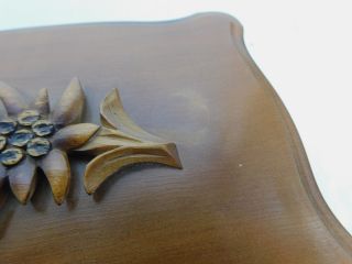 Vintage Wood Wooden Edelweiss Carved Flower Music Box 5