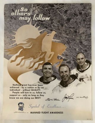 1969 Nasa Apollo Team Manned Flight Snoopy Poster Vintage Peanuts 21 - In