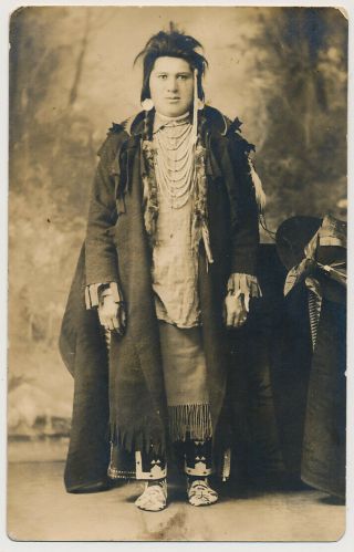 Rppc Native American Indian Boy Man Beaded Moccasins 10 