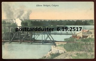 2517 - Calgary Alberta 1908 Elbow Railway Bridges.  Train By Pearson