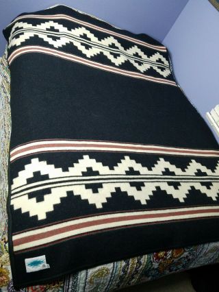 Navajo Textiles Mills Inc Pure Wool Blanket 78 x 62 Southwestern Reversible USA 4
