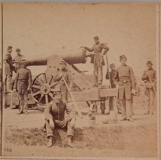 1860s Civil War Stereoview Photo Of Union Artillery Battery At Fort Corcoran Va