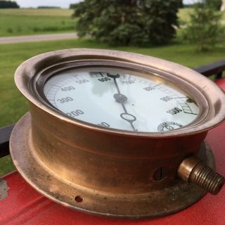 Antique steampunk American Schaeffer Budenberg brass gauge 5