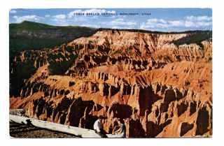 Cedar Breaks National Monument Utah Postcard Ampitheaters Eroded Colored Vintage