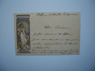 Antique Postcard By Alphonse Mucha « La Dame» Ref.  Bowers & Martin P.  35