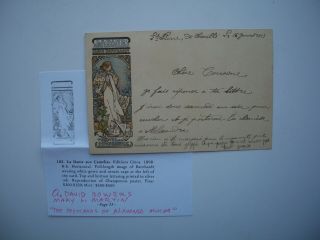 Antique Postcard by Alphonse Mucha « La Dame» Ref.  Bowers & Martin p.  35 3