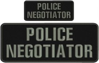 Police Negotiator Embroidery Patch 4x10 And 2.  X5 Hook Grey