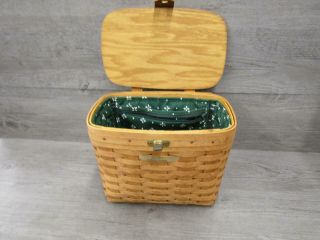Dresden Ohio Longaberger Basket Made In 1996 W/ Latched Lid & Cloth Insert