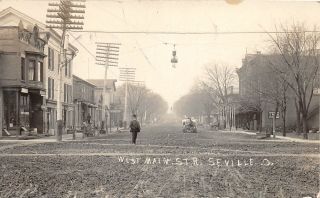 F51/ Seville Medina County Ohio Rppc Postcard 1907 West Main Street