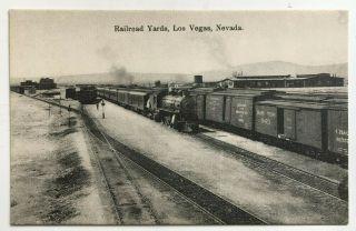 Nv Postcard Las Vegas Railroad Yards Rr Train Locomotive Freight Cars (newman)