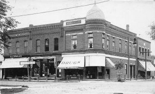 F51/ Seville Medina County Ohio Rppc Postcard 1908 Swagler Saal Drug Store