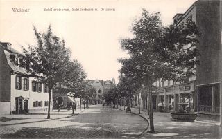 Weimar Germany Schillerstrasse Schillerhaus U Brunnen Reinicke & Rubin Postcard