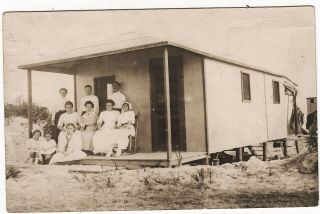 Rppc Real Photo By F.  W.  Gould Point Pleasant Nj Family At Beach Cabin 1912