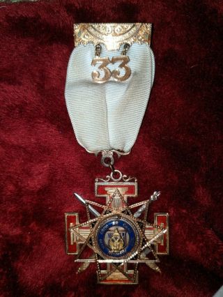Aasr 33rd Degree Jewel 14k,  Scottish Rite Freemasonry Nmj
