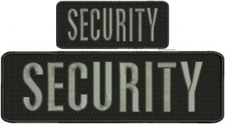 Security Embroidery Patch 4x10 And 2x5 Hook Grey Letters
