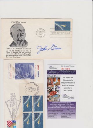 John Glenn - U.  S.  Astronaut - Signed " Project Mercury " First Day Cover,  Bonus