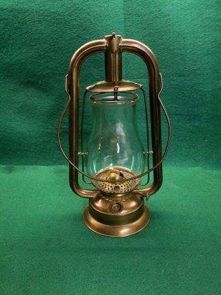L.  W.  Tubular U.  S.  Brass 1886 Hot Blast Brass Lantern By S.  G.  & L.
