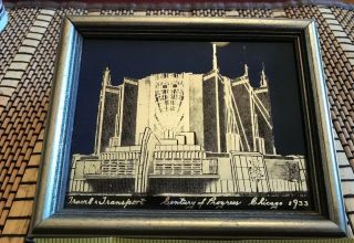 1933 Chicago Worlds Fair Travel And Transport Paint On Mirror Art Deco