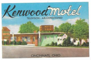 Kenwood Motel,  Us 22 & Ohio 3,  Northeast Of Cincinnati,  Oh Linen Postcard